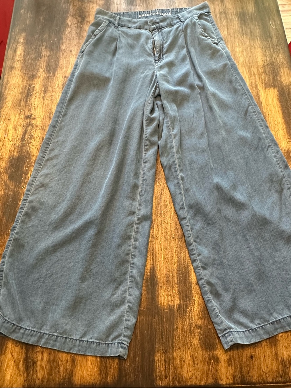 American Eagle Outfitters Blue Stretch Denim Wide Leg Trousers